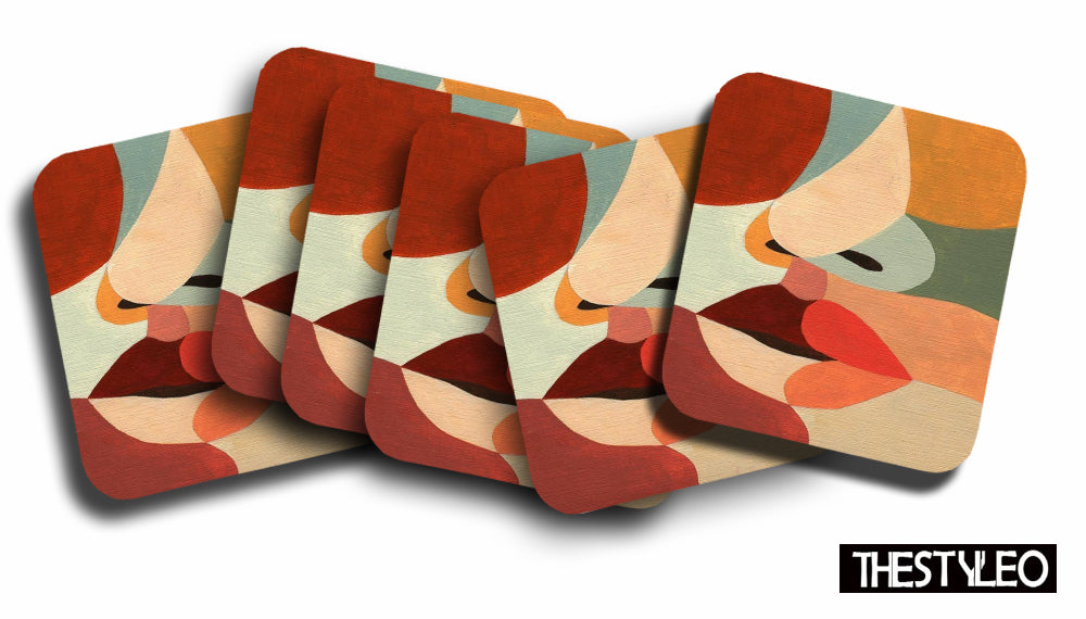 Abstract Art Designer Printed Square Tea Coasters With Stand (MDF Wooden, Set Of 6 Pieces Coaster And 1 Stand) Abstract Art Designer Printed Square Tea Coasters With Stand (MDF Wooden, Set Of 6 Pieces Coaster And 1 Stand)