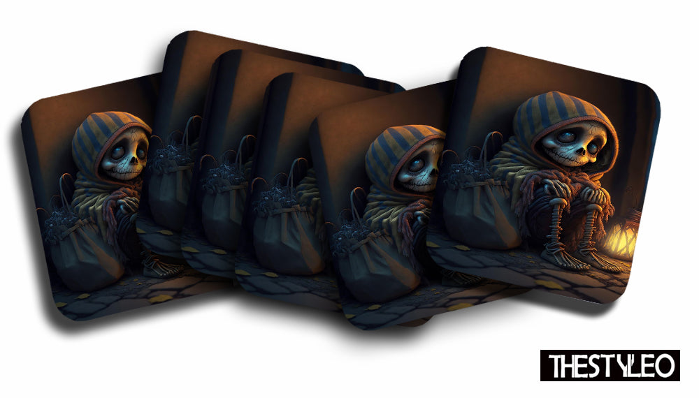 Skull Pattern MDF Wooden Printed Square Coasters for Home and Kitchen | Dining Table Decor (Set of 6 Pieces) Skull Pattern MDF Wooden Printed Square Coasters for Home and Kitchen | Dining Table Decor (Set of 6 Pieces)