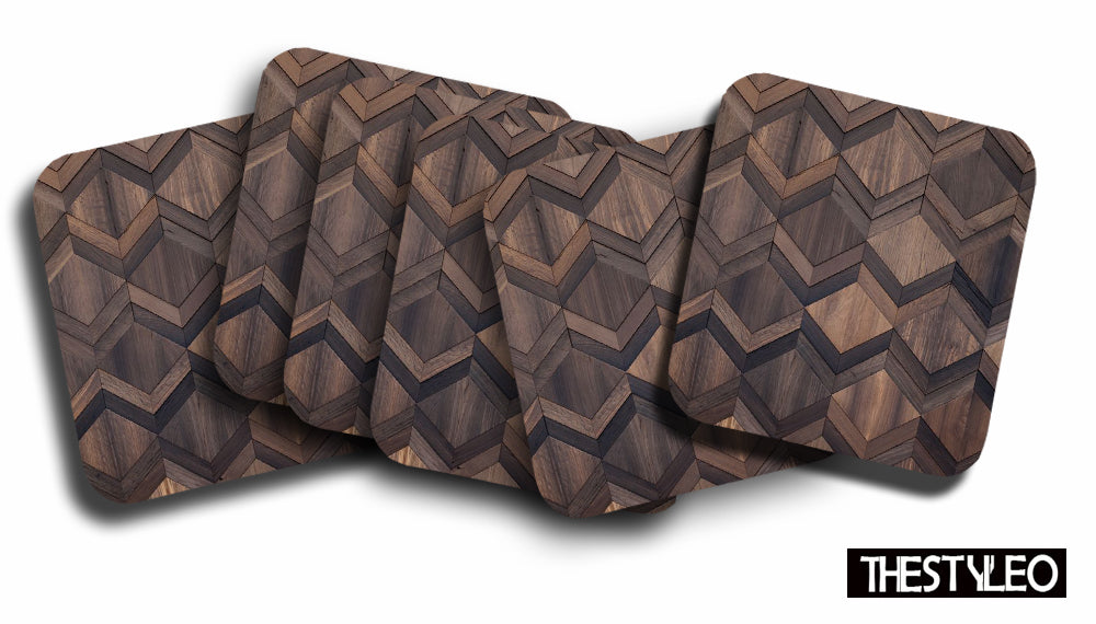 Wooden 3 Designer Printed Square Tea Coasters (MDF Wooden, Set of 6 Pieces) Wooden 3 Designer Printed Square Tea Coasters (MDF Wooden, Set of 6 Pieces)