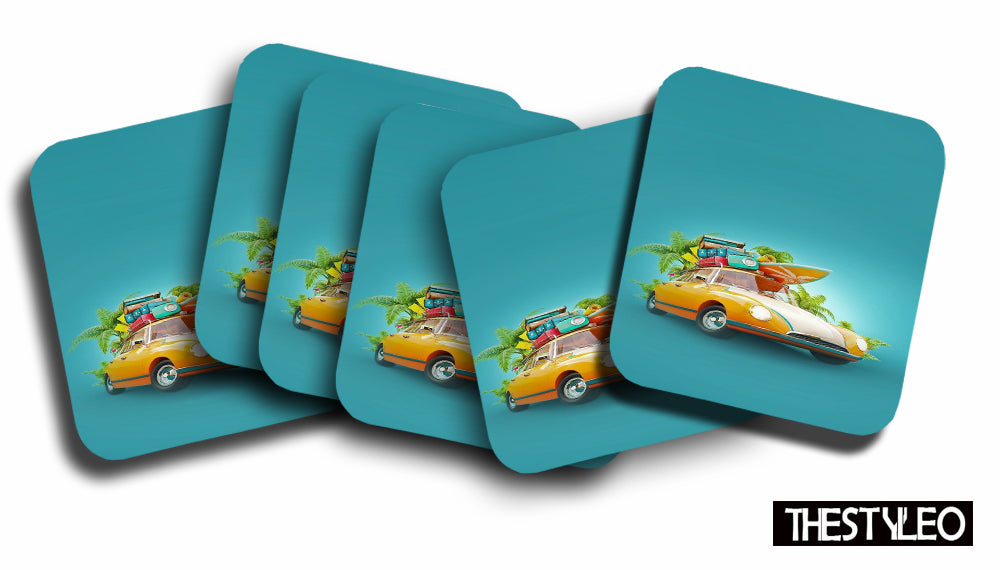 Summer Travel MDF Wooden Printed Square Coasters for Home and Kitchen | Dining Table Decor (Set of 6 Pieces) Summer Travel MDF Wooden Printed Square Coasters for Home and Kitchen | Dining Table Decor (Set of 6 Pieces)