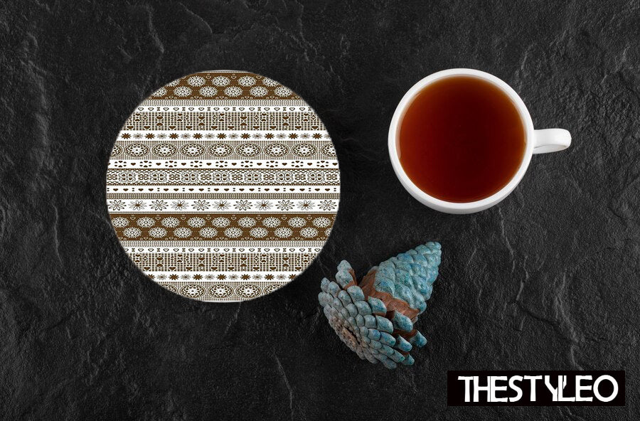 Mehndi Pattern Designer Printed Round Tea Coasters (MDF Wooden, Set Of 6 Pieces) Mehndi Pattern Designer Printed Round Tea Coasters (MDF Wooden, Set Of 6 Pieces)