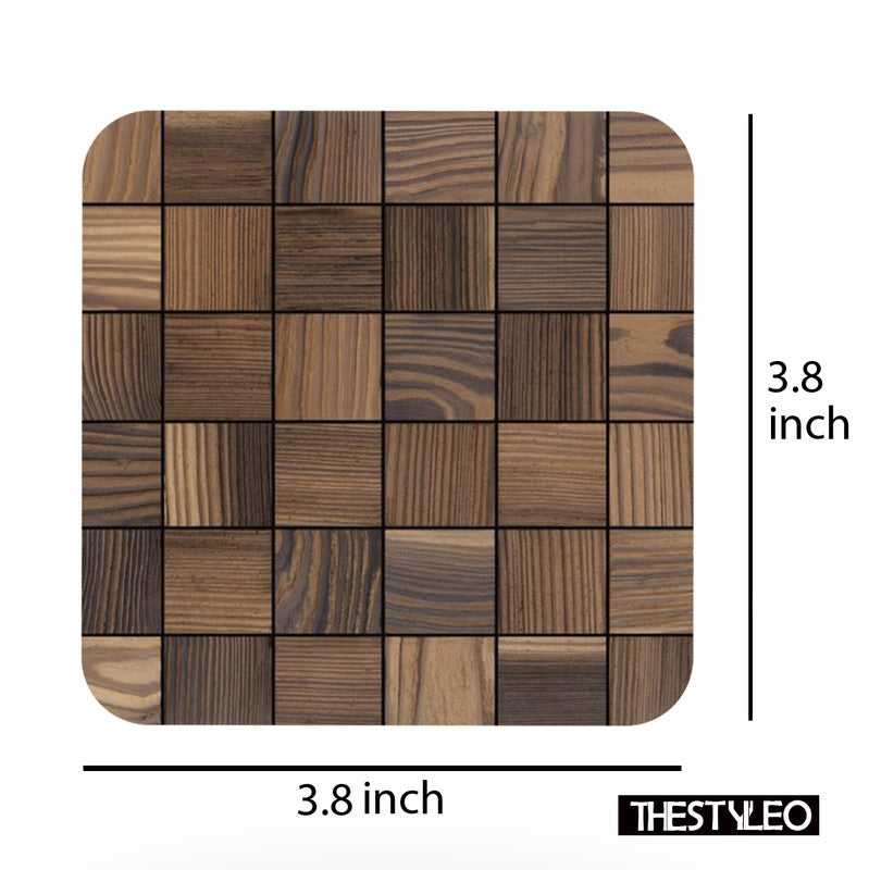 Wooden 6 Designer Printed Square Tea Coasters (MDF Wooden, Set of 6 Pieces) Printed Wooden 6