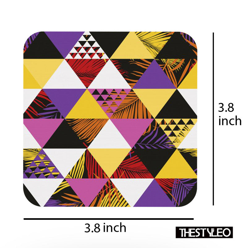 Printed Marble Sunsine Pattern MDF Wooden Coasters For Home And Kitchen(Set Of 6 Pieces) Printed Marble Sunsine