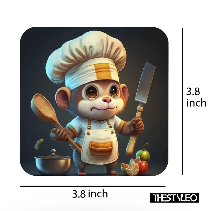 Cute Sheep MDF Wooden Printed Square Coasters for Home and Kitchen | Dining Table Decor (Set of 6 Pieces) Cute Sheep MDF Wooden Printed Coasters