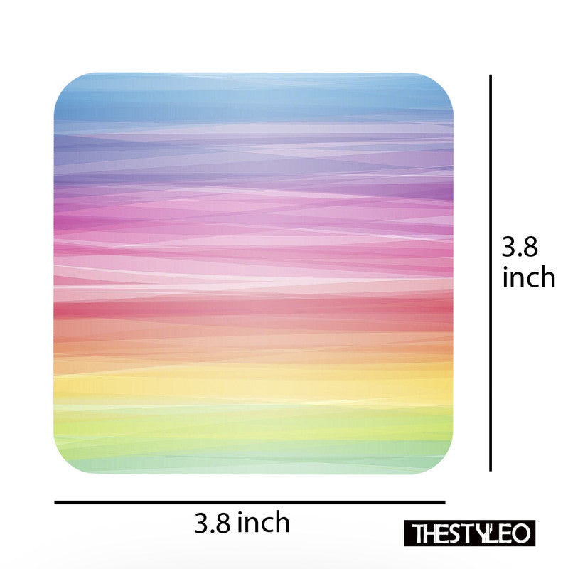 Rainwob Pattern Designer Printed Square Tea Coasters With Stand (MDF Wooden, Set Of 6 Pieces Coaster And 1 Stand) Rainwob Pattern