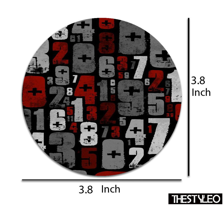 Alphabet Pattern Designer Printed Round Tea Coasters (MDF Wooden, Set Of 6 Pieces) Alphabet Pattern