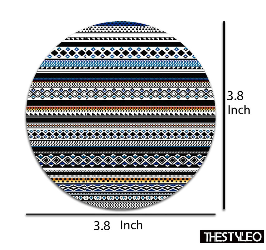 Tribal Pattern Designer Printed Round Tea Coasters (MDF Wooden, Set Of 6 Pieces) Tribal Pattern