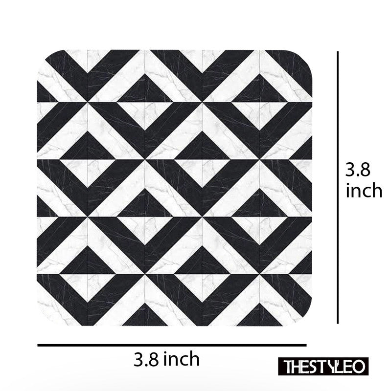 Printed Marble Zig Zag Pattern MDF Wooden Coasters For Home And Kitchen(Set Of 6 Pieces) Printed Marble Zig Zag