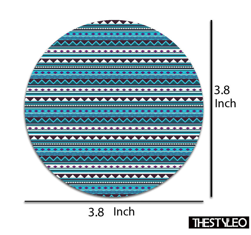 Abstract tribal Designer Printed Round Tea Coasters (MDF Wooden, Set Of 6 Pieces) Abstract tribal