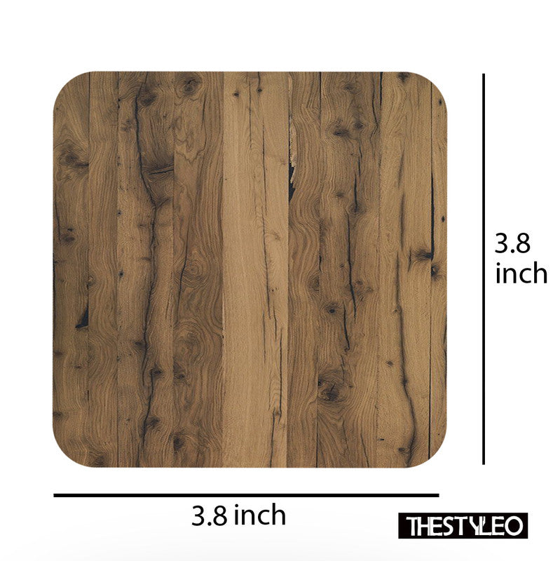 Printed Wood Pattern Designer Printed Square Tea Coasters (MDF Wooden, Set Of 6 Pieces Coaster) Wood Pattern