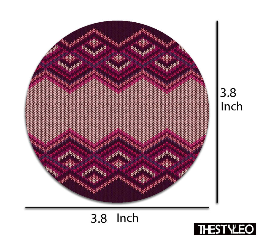 Beautiful knitted fabric pattern Designer Printed Round Tea Coasters (MDF Wooden, Set Of 6 Pieces) Beautiful knitted fabric pattern