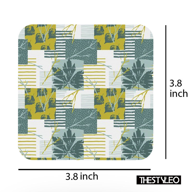 Printed Marble Box Pattern MDF Wooden Coasters For Home And Kitchen(Set Of 6 Pieces) Printed Marble Box