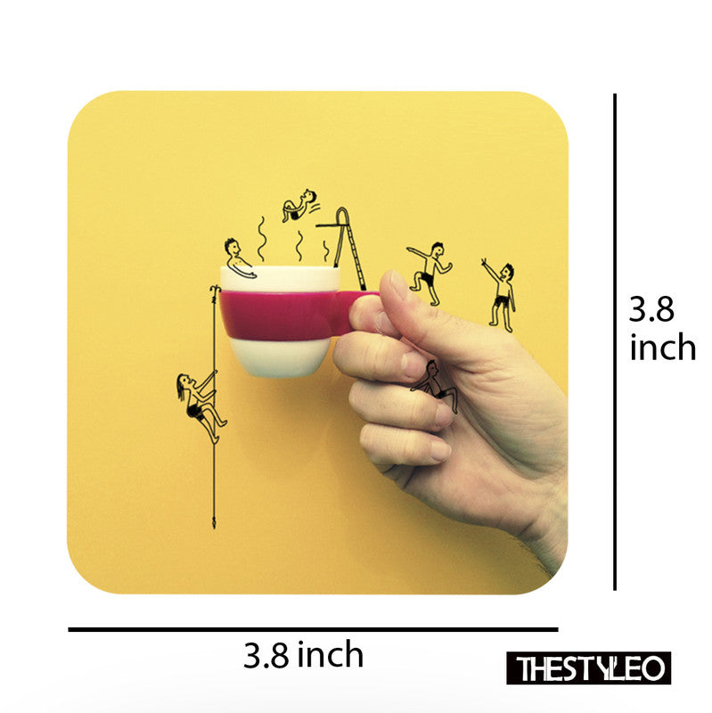 Coffee break Wooden Designer Printed Square Tea Coasters (MDF Wooden,Setof 6 Pieces) Coffee break Wooden