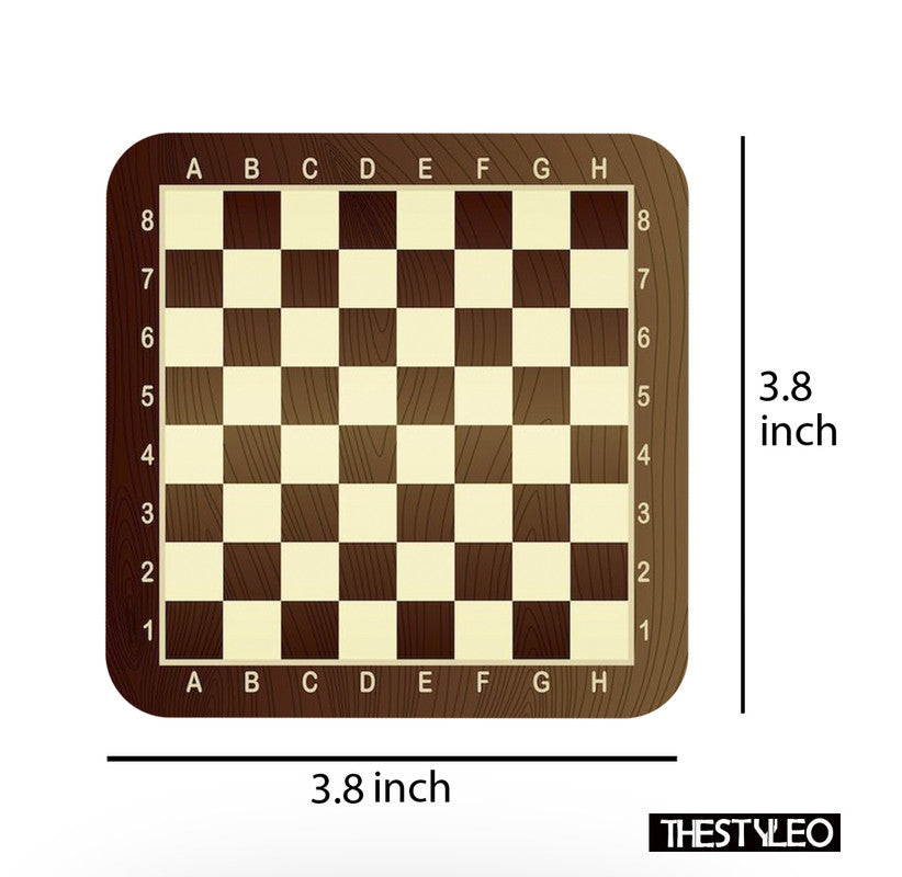 Empty Chess Board Printed Mdf Wooden Printed Square Coasters For Home And Kitchen | Dining Table Decor (Set Of 6 Pieces) Empty Chess Board