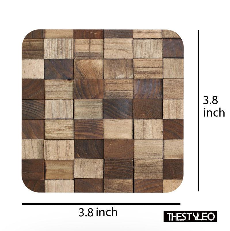 Wooden 10 Designer Printed Square Tea Coasters (MDF Wooden, Set of 6 Pieces) Printed Wooden 10