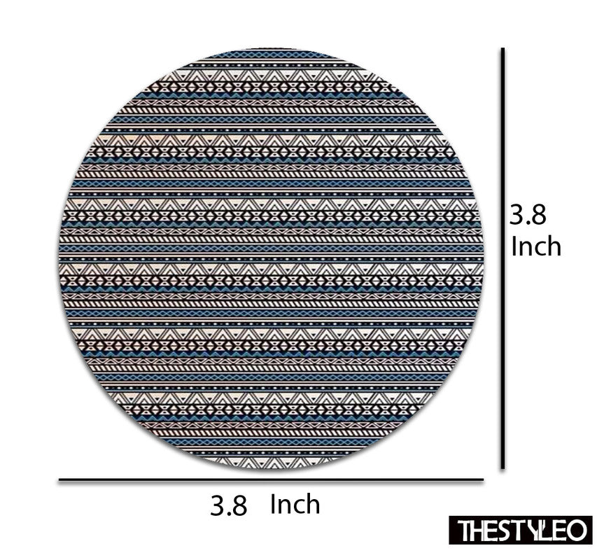 Zentangle Lines Designer Printed Round Tea Coasters (MDF Wooden, Set Of 6 Pieces) Zentangle Lines