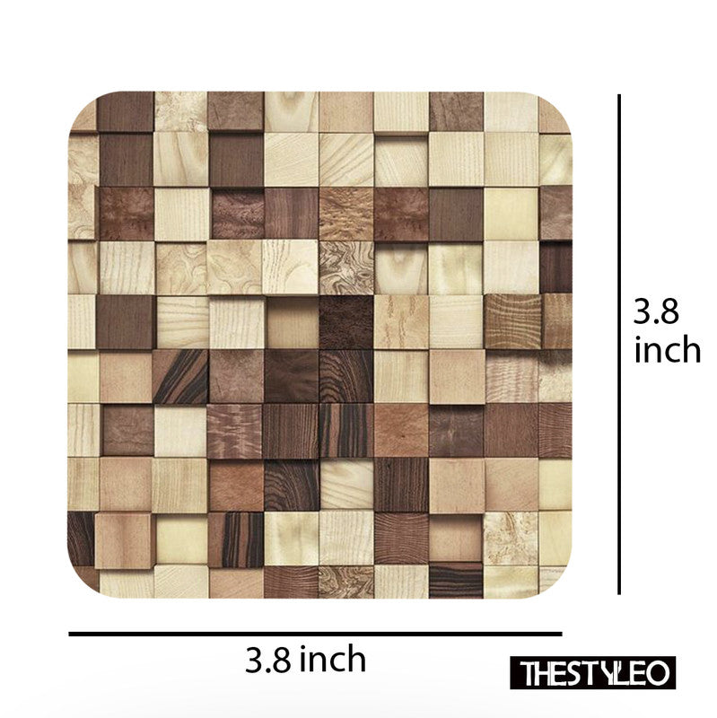 Wooden 5 Designer Printed Square Tea Coasters (MDF Wooden, Set of 6 Pieces) Printed Wooden 5