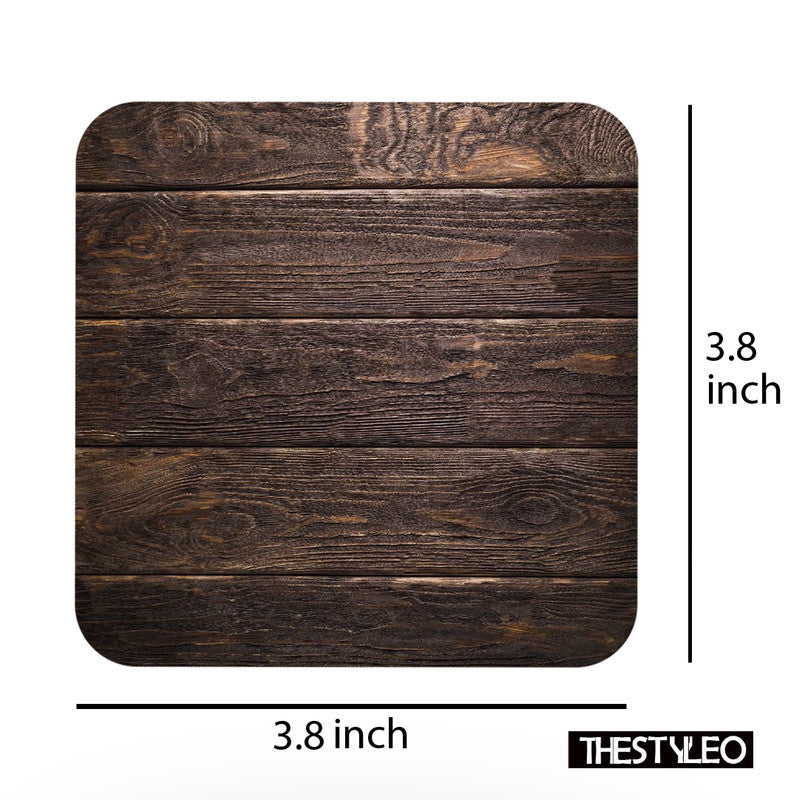 Wooden 4 Designer Printed Square Tea Coasters (MDF Wooden, Set of 6 Pieces) Printed Wooden 4