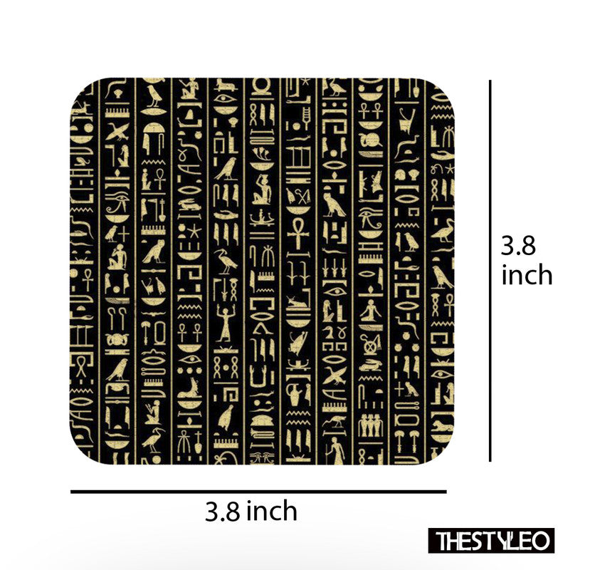 Ancient Egypt Printed Mdf Wooden Printed Square Coasters For Home And Kitchen | Dining Table Decor (Set Of 6 Pieces) Ancient Egypt