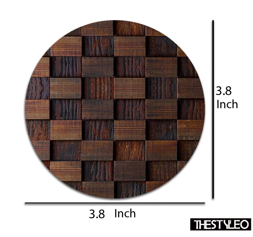Wooden Pattern Designer Printed Round Tea Coasters (MDF Wooden, Set Of 6 Pieces) Wooden Pattern