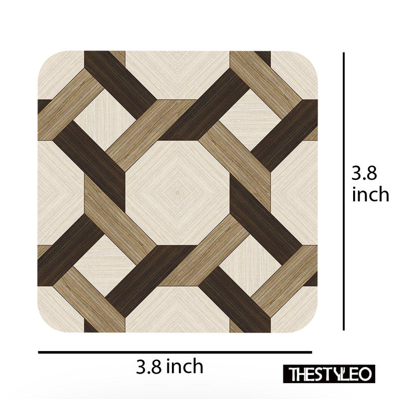 Printed Marble Rope Pattern MDF Wooden Coasters For Home And Kitchen(Set Of 6 Pieces) Printed Marble Rope