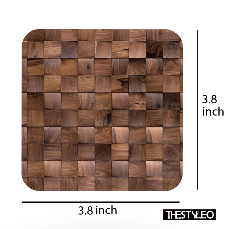 Wooden 8 Designer Printed Square Tea Coasters (MDF Wooden, Set of 6 Pieces) Printed Wooden 8