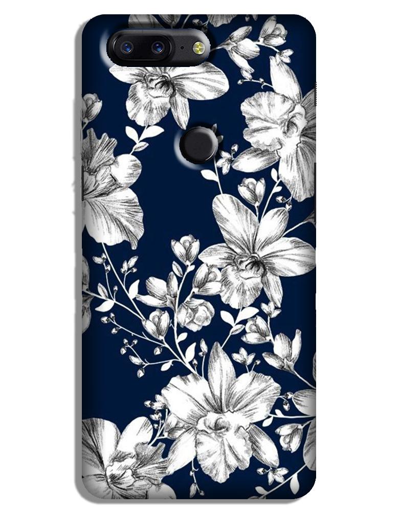 White flowers Blue Background Case for OnePlus 5T White flowers Blue Background Case for OnePlus 5T