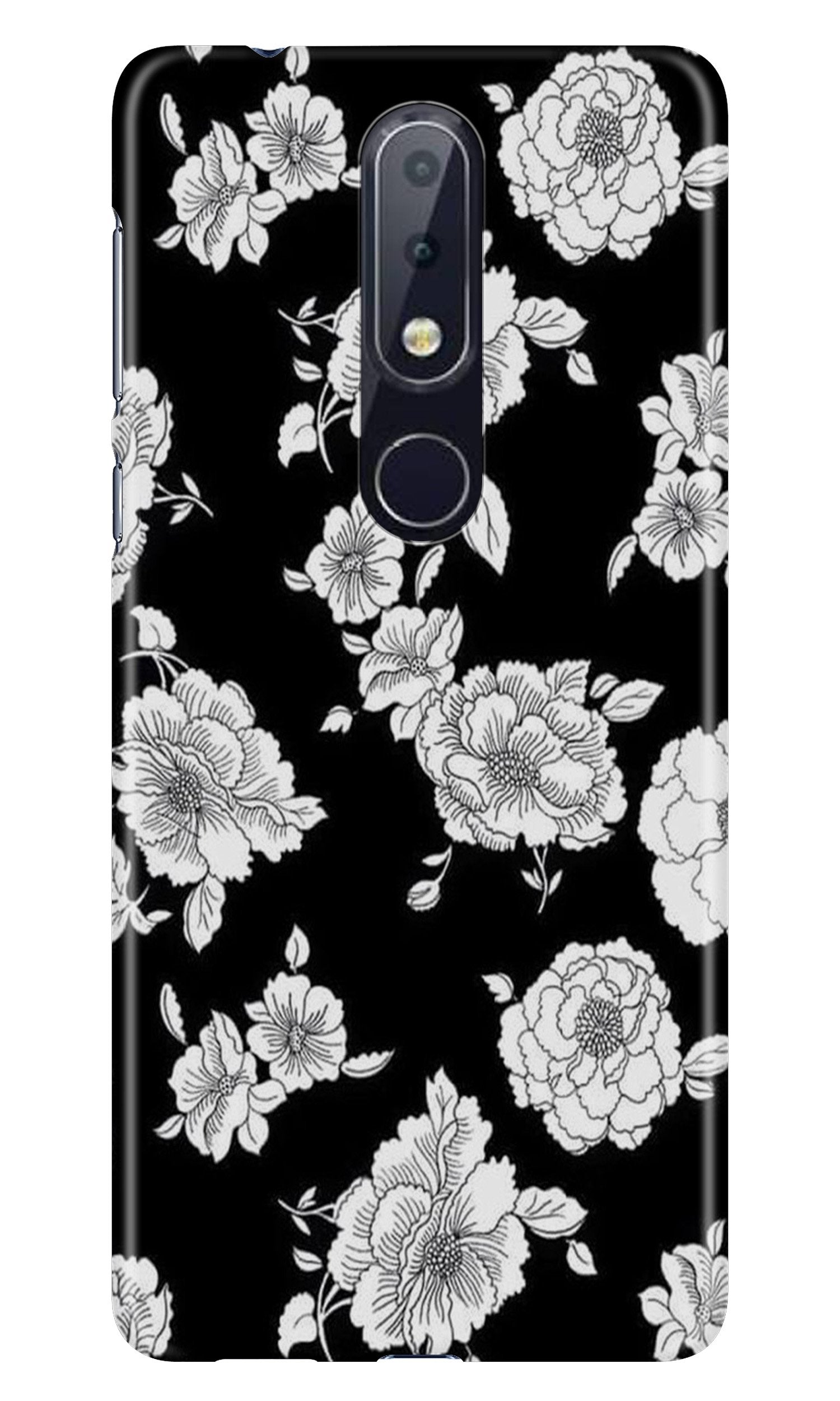 White flowers Black Background Case for Nokia 7.1 White flowers Black Background Case for Nokia 7.1