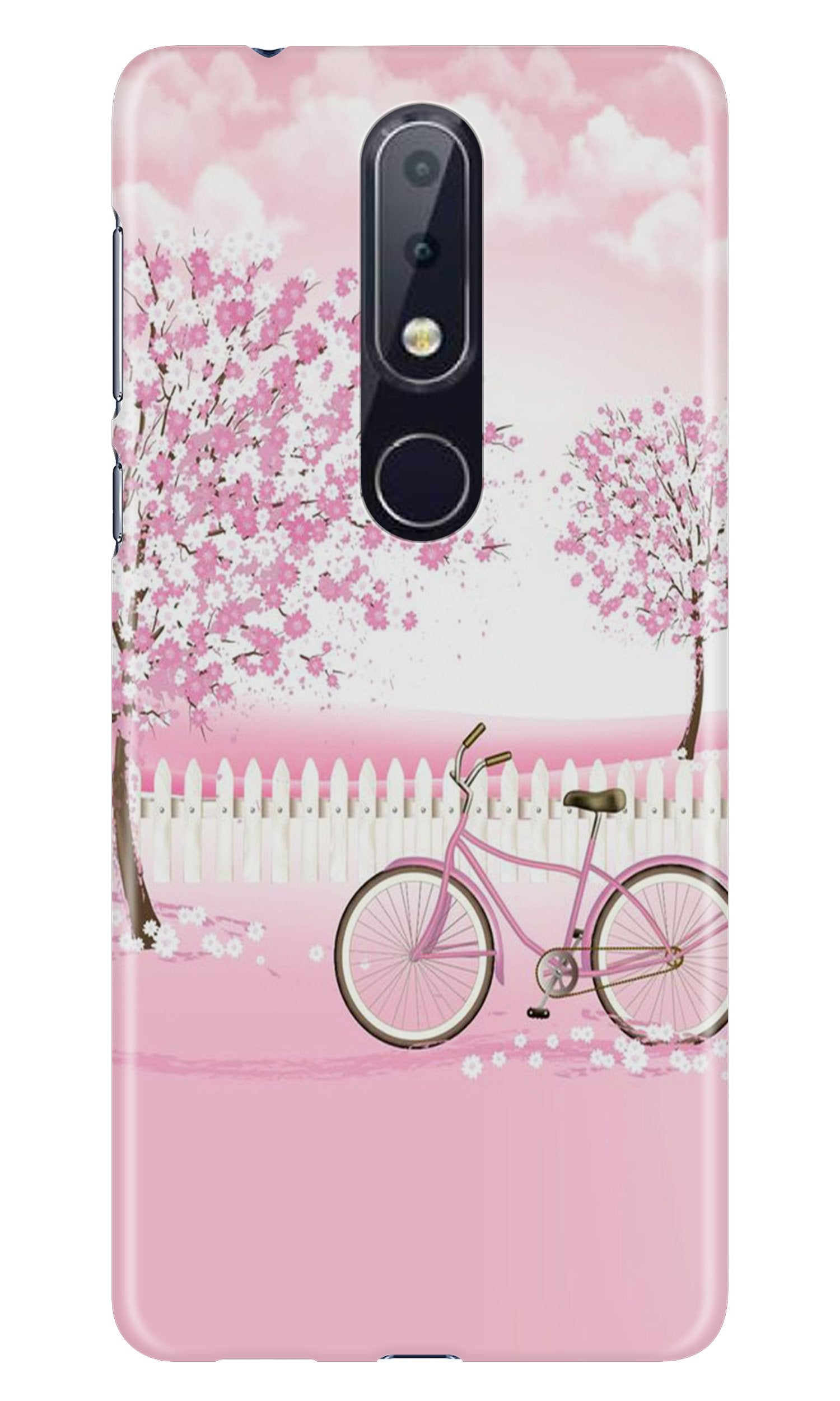 Pink Flowers Cycle Case for Nokia 6.1 Plus (Design - 102) Pink Flowers Cycle Case for Nokia 6.1 Plus (Design - 102)