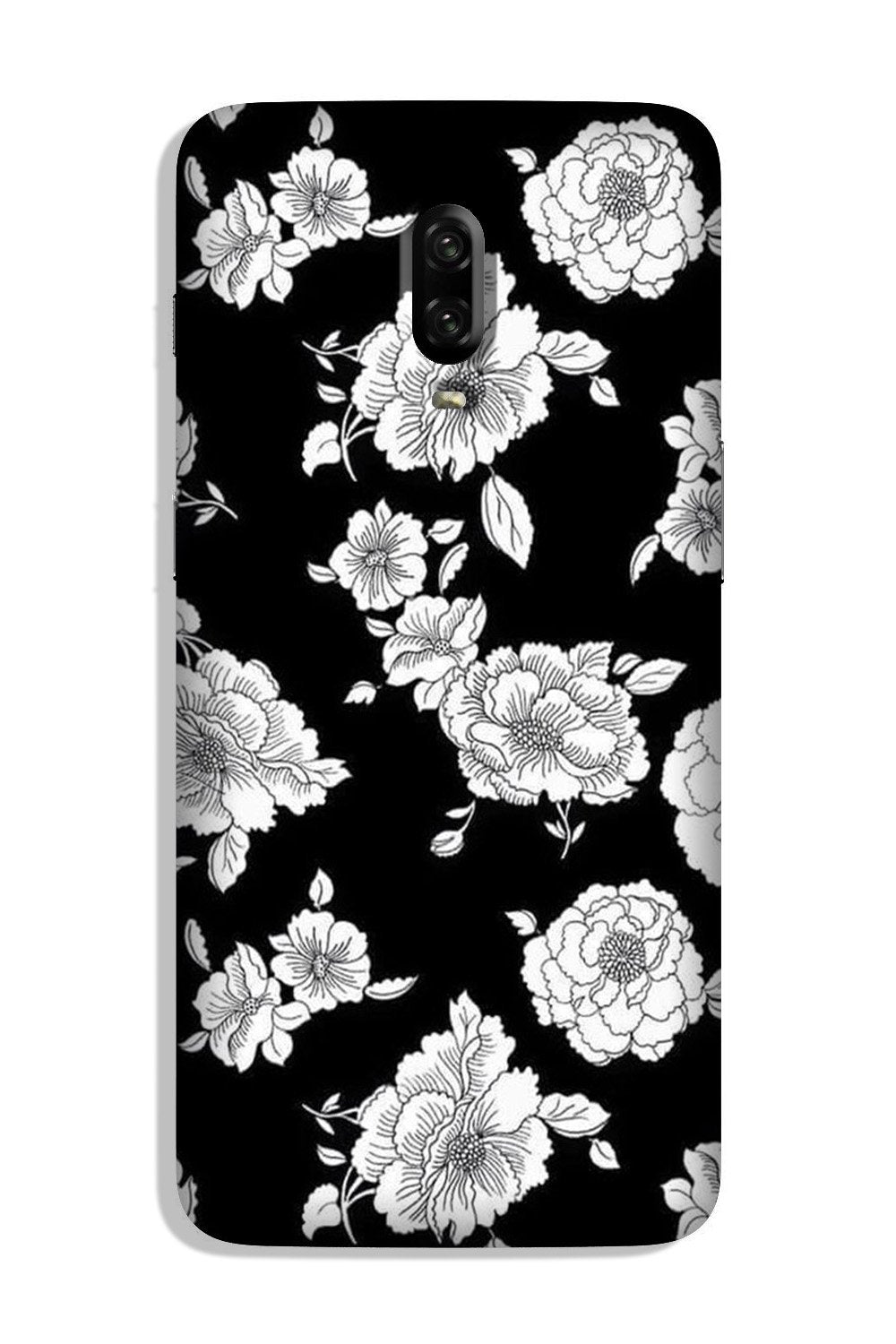 White flowers Black Background Case for OnePlus 6T White flowers Black Background Case for OnePlus 6T
