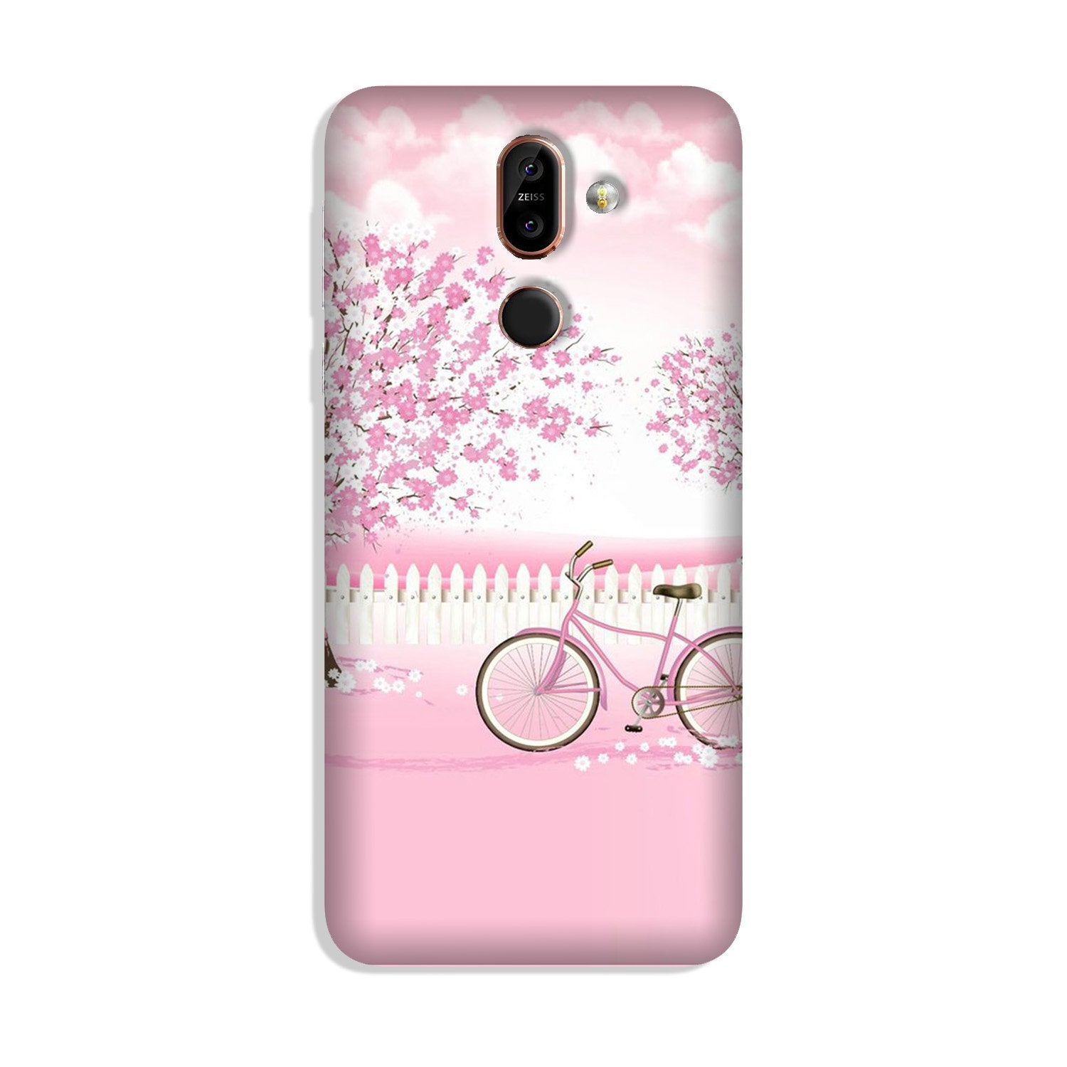 Pink Flowers Cycle Case for Nokia 8.1 (Design - 102) Pink Flowers Cycle Case for Nokia 8.1 (Design - 102)