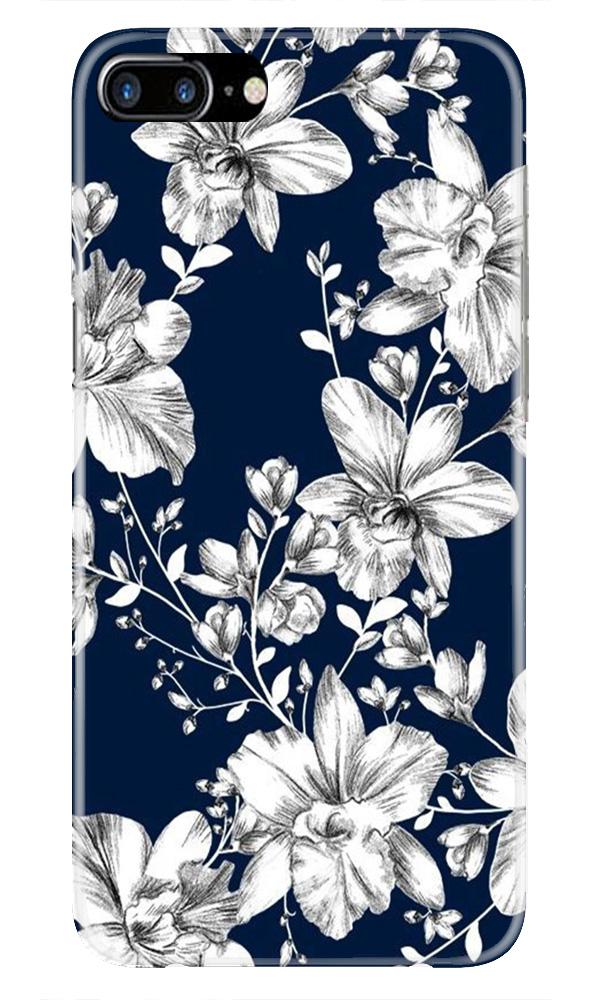 White flowers Blue Background Mobile Back Case for iPhone 7 Plus (Design - 14) White flowers Blue Background Case for iPhone 7 Plus