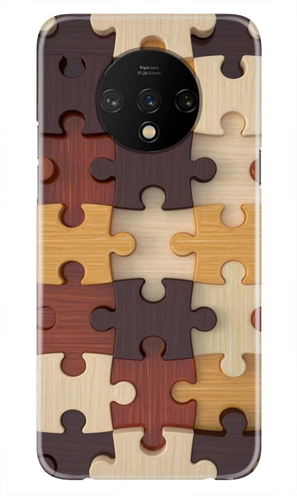 Wooden Cover Oneplus 7t Wood Case Puzzle Pattern Mobile Back Case