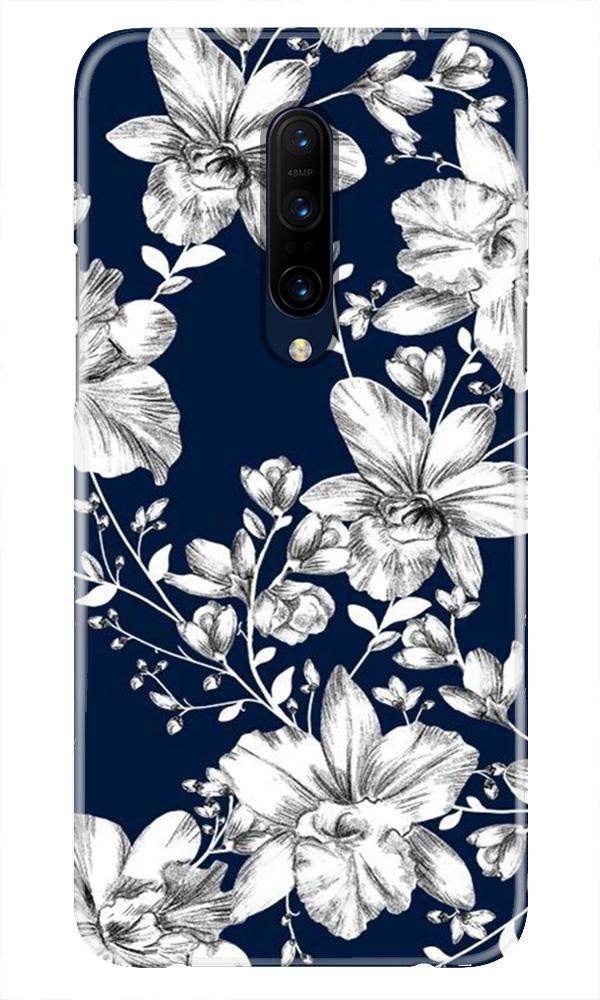 White flowers Blue Background Mobile Back Case for OnePlus 7T pro (Design - 14) White flowers Blue Background Case for OnePlus 7T pro