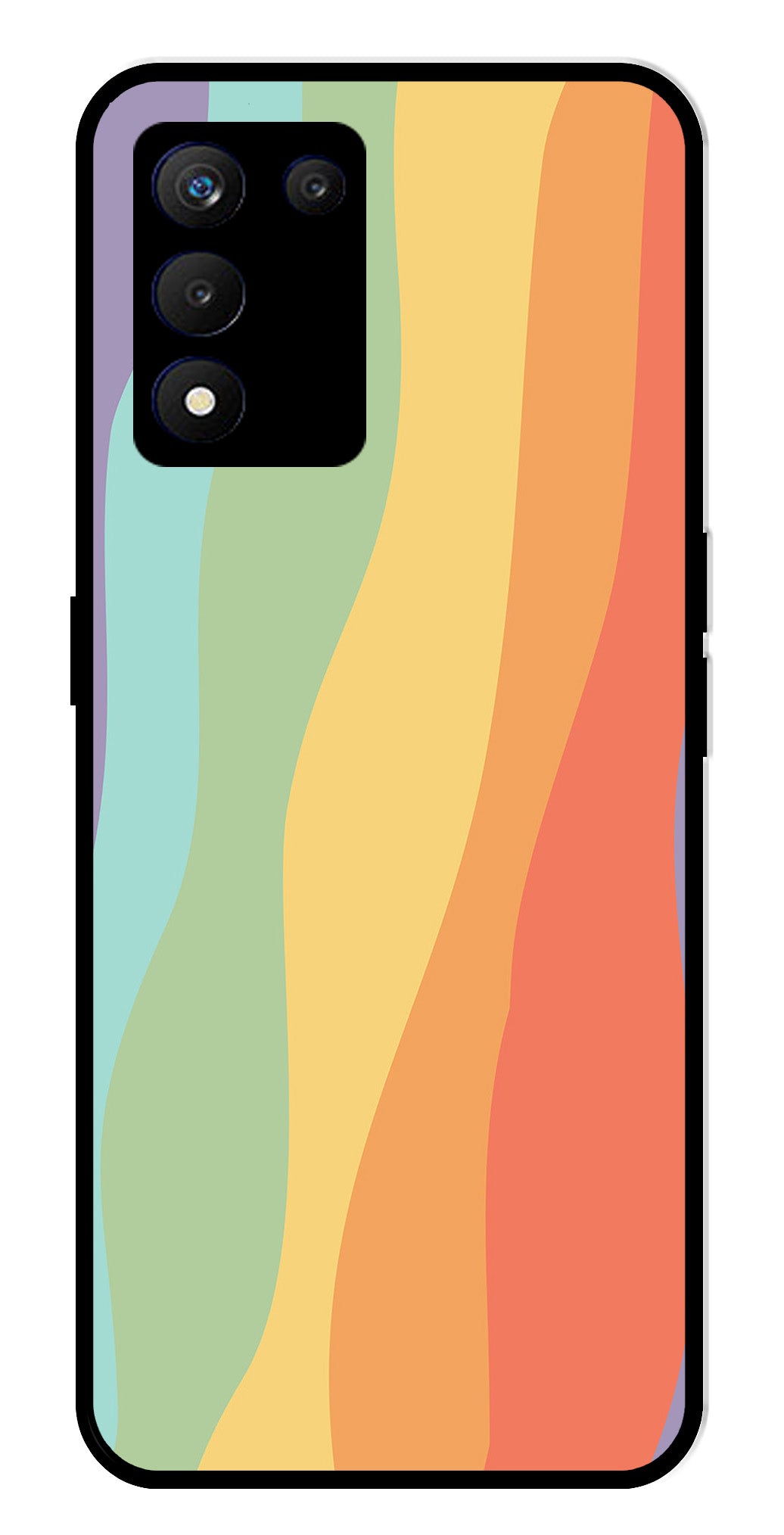 Muted Rainbow Metal Mobile Case for Realme 9 SE 5G Muted Rainbow Metal Mobile Case for Realme 9 SE 5G (Design No -02)