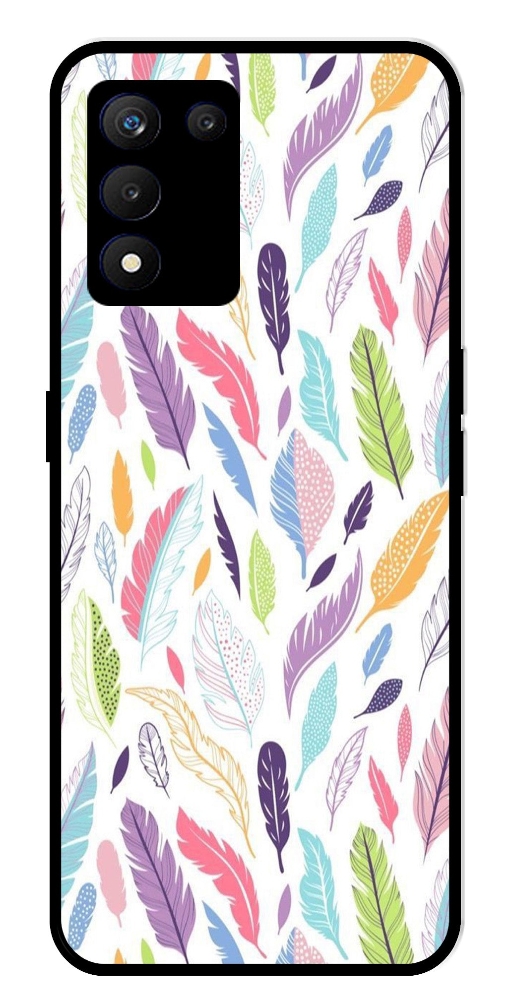 Colorful Feathers Metal Mobile Case for Realme 9 SE 5G Colorful Feathers Metal Mobile Case for Realme 9 SE 5G (Design No -06)