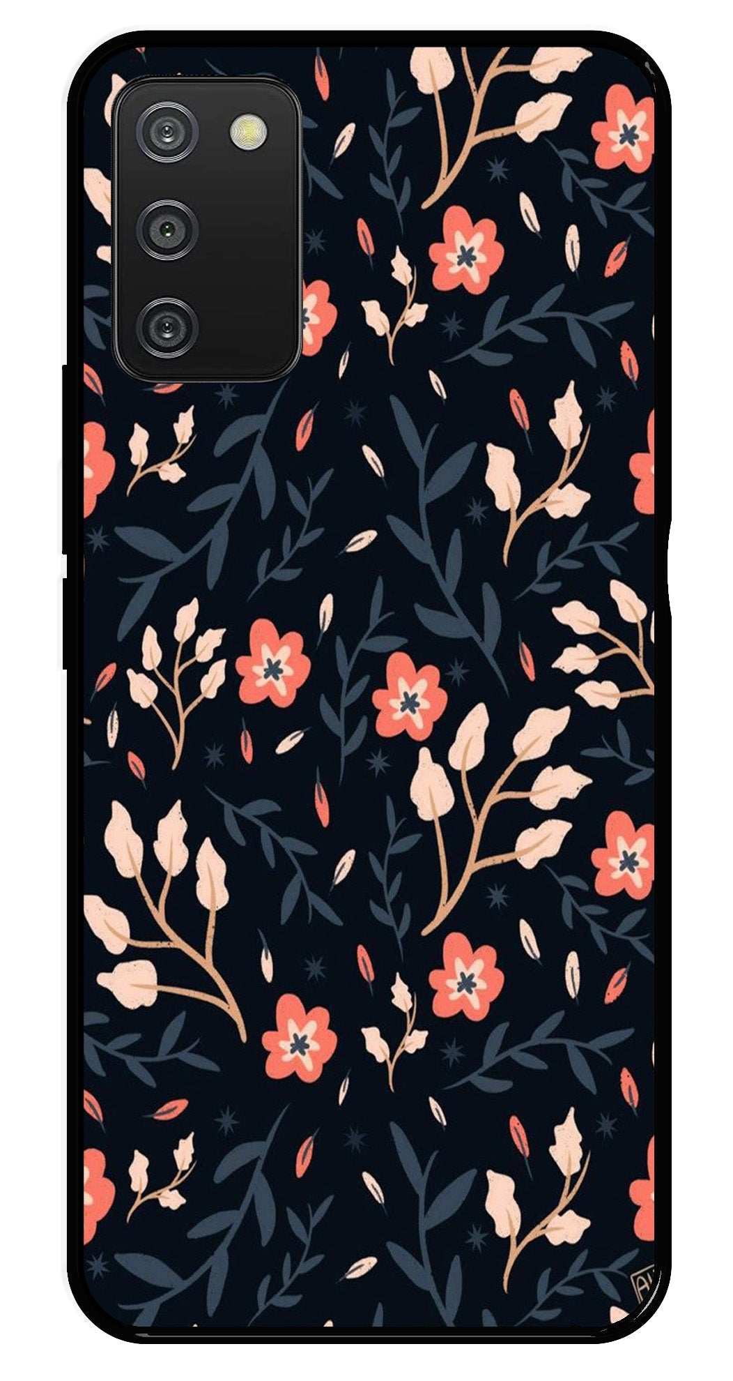 Floral Pattern Metal Mobile Case for Samsung Galaxy A03s Floral Pattern Metal Mobile Case for Samsung Galaxy A03s (Design No -10)