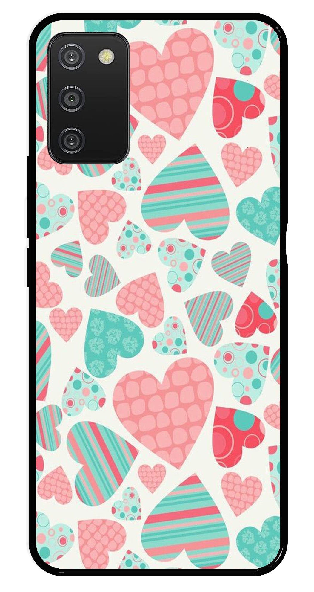 Hearts Pattern Metal Mobile Case for Samsung Galaxy A03s Hearts Pattern Metal Mobile Case for Samsung Galaxy A03s (Design No -22)