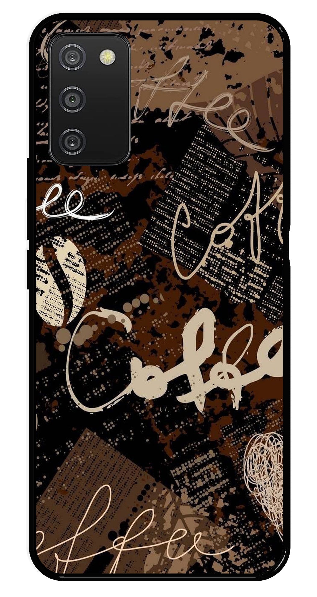Coffee Pattern Metal Mobile Case for Samsung Galaxy A03s Coffee Pattern Metal Mobile Case for Samsung Galaxy A03s (Design No -37)