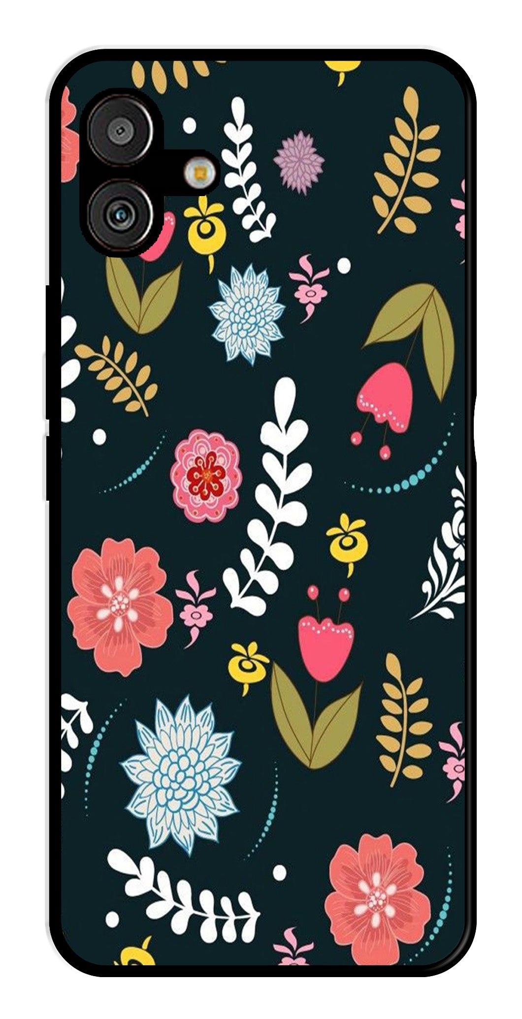 Floral Pattern2 Metal Mobile Case for Samsung Galaxy A04 Floral Pattern2 Metal Mobile Case for Samsung Galaxy A04 (Design No -12)