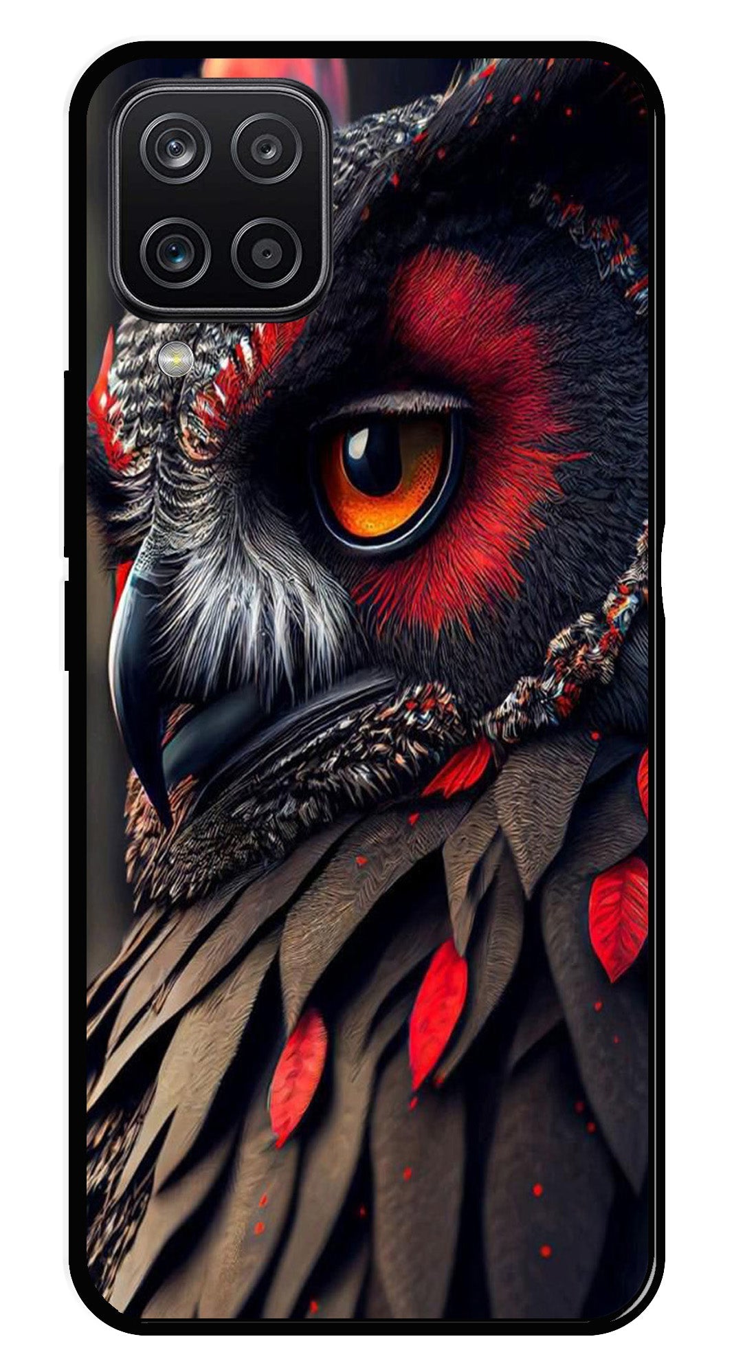 Owl Design Metal Mobile Case for Samsung Galaxy A12 Owl Design Metal Mobile Case for Samsung Galaxy A12 (Design No -26)