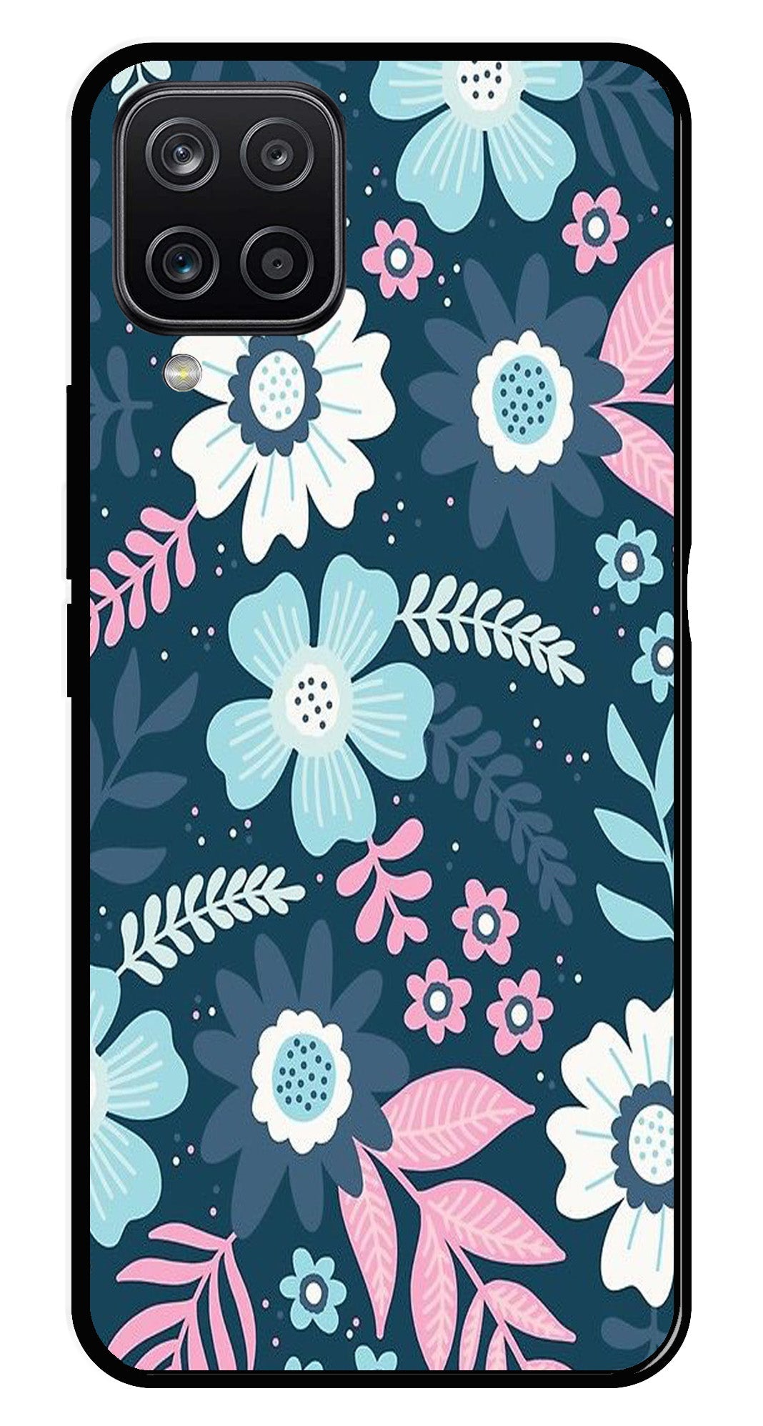 Flower Leaves Design Metal Mobile Case for Samsung Galaxy A12 Flower Leaves Design Metal Mobile Case for Samsung Galaxy A12 (Design No -50)