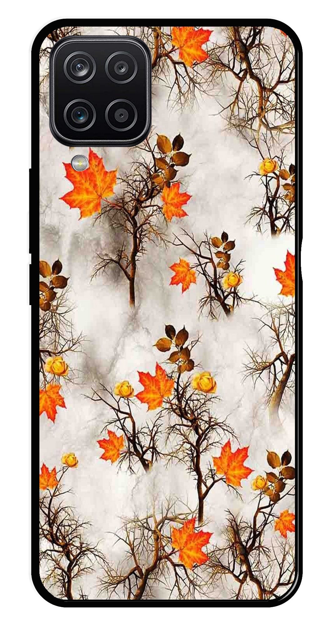 Autumn leaves Metal Mobile Case for Samsung Galaxy A12 (Design No -55)