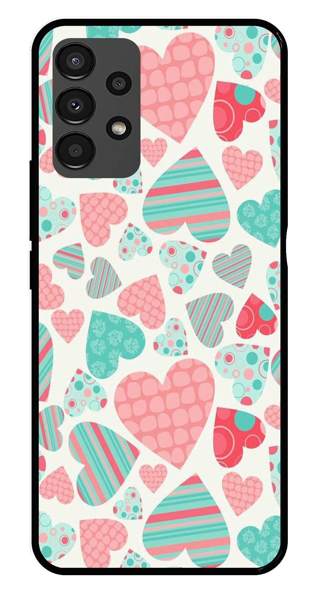 Hearts Pattern Metal Mobile Case for Samsung Galaxy A13 4G Hearts Pattern Metal Mobile Case for Samsung Galaxy A13 4G (Design No -22)