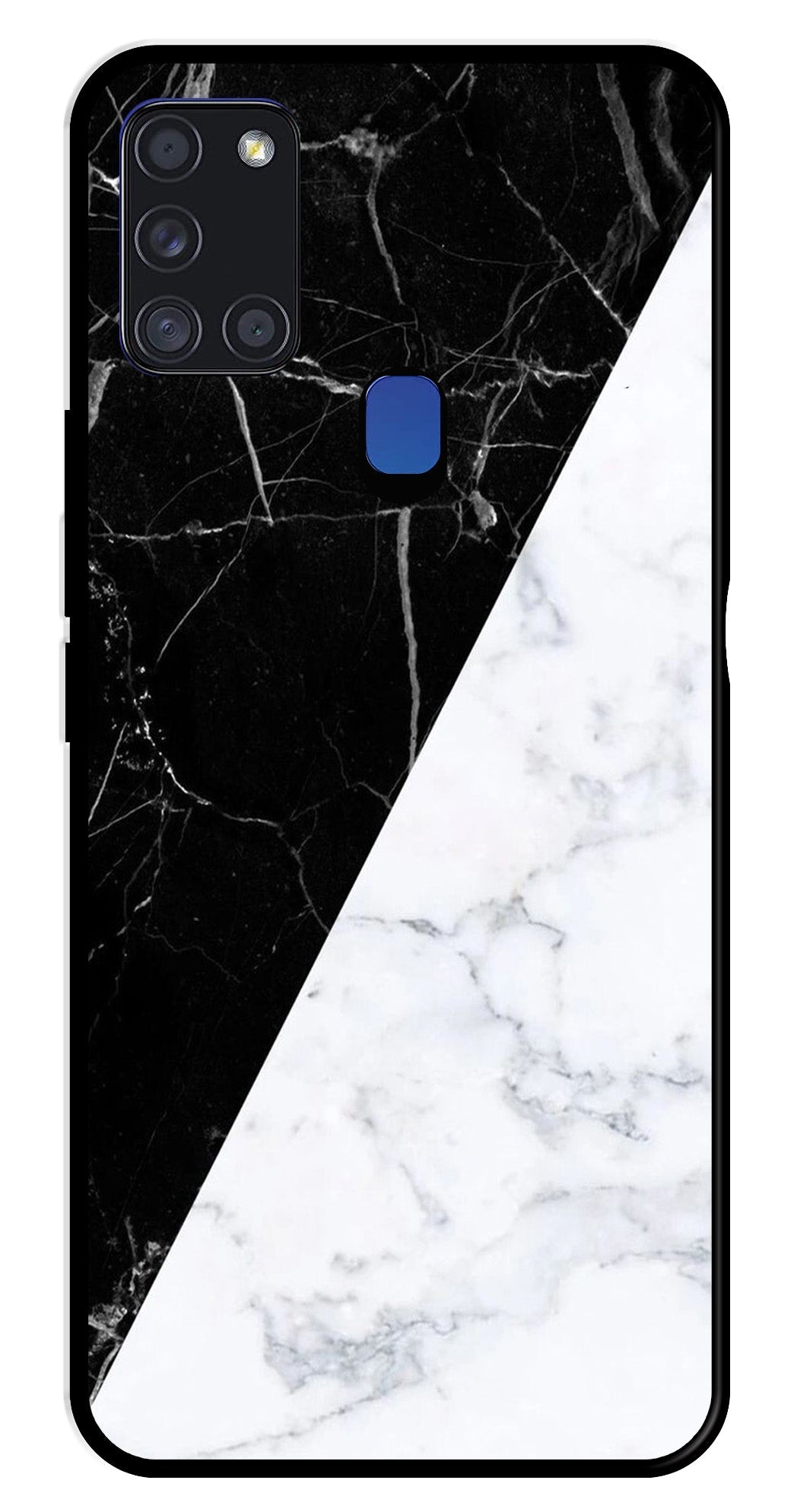 Black White Marble Design Metal Mobile Case for Samsung Galaxy A21s Black White Marble Design Metal Mobile Case for Samsung Galaxy A21s (Design No -09)
