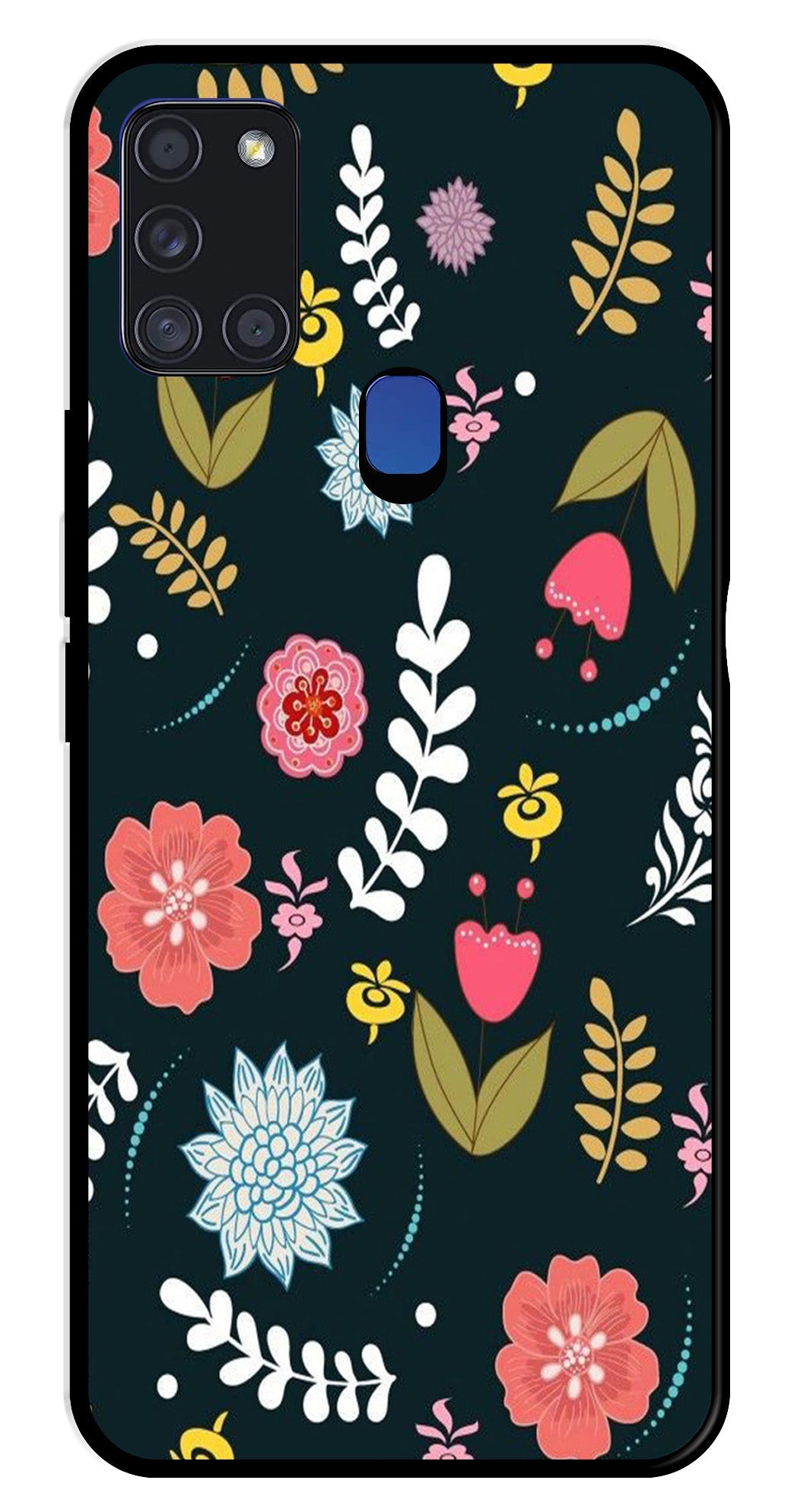 Floral Pattern2 Metal Mobile Case for Samsung Galaxy A21s Floral Pattern2 Metal Mobile Case for Samsung Galaxy A21s (Design No -12)