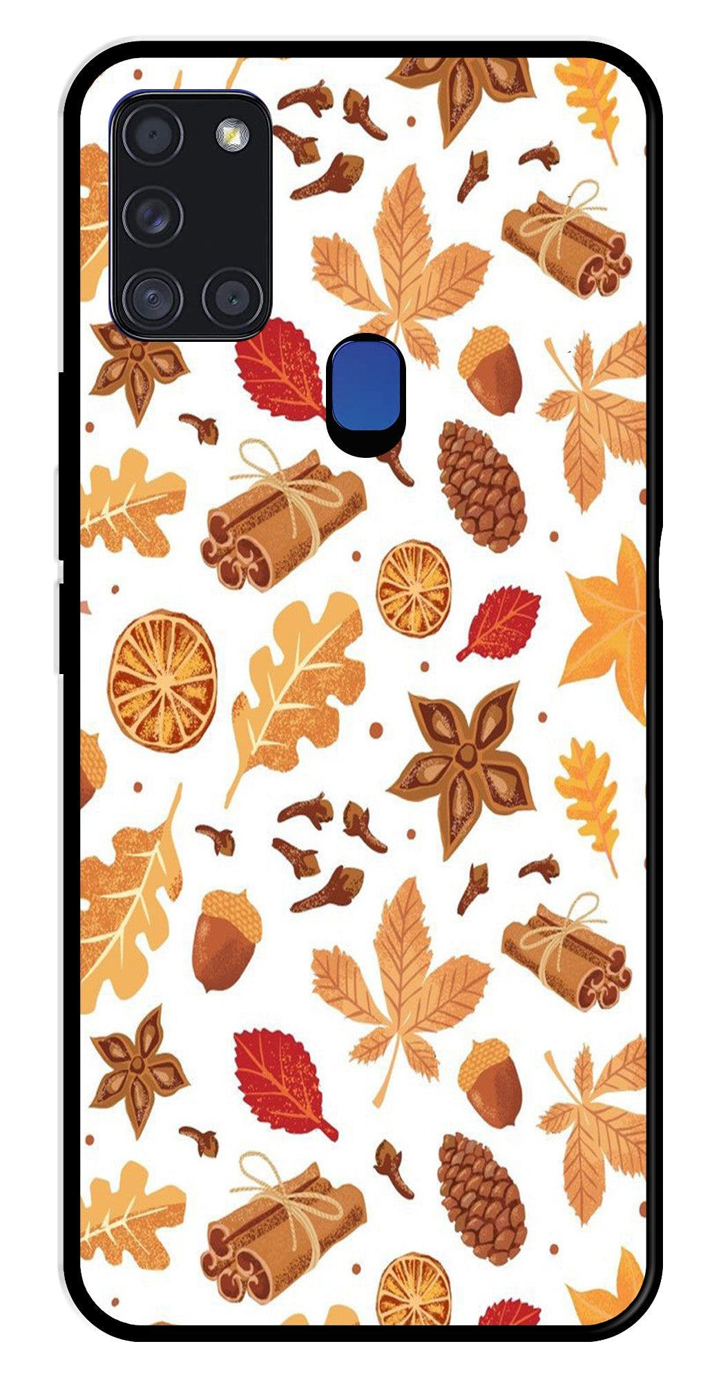 Autumn Leaf Metal Mobile Case for Samsung Galaxy A21s Autumn Leaf Metal Mobile Case for Samsung Galaxy A21s (Design No -19)