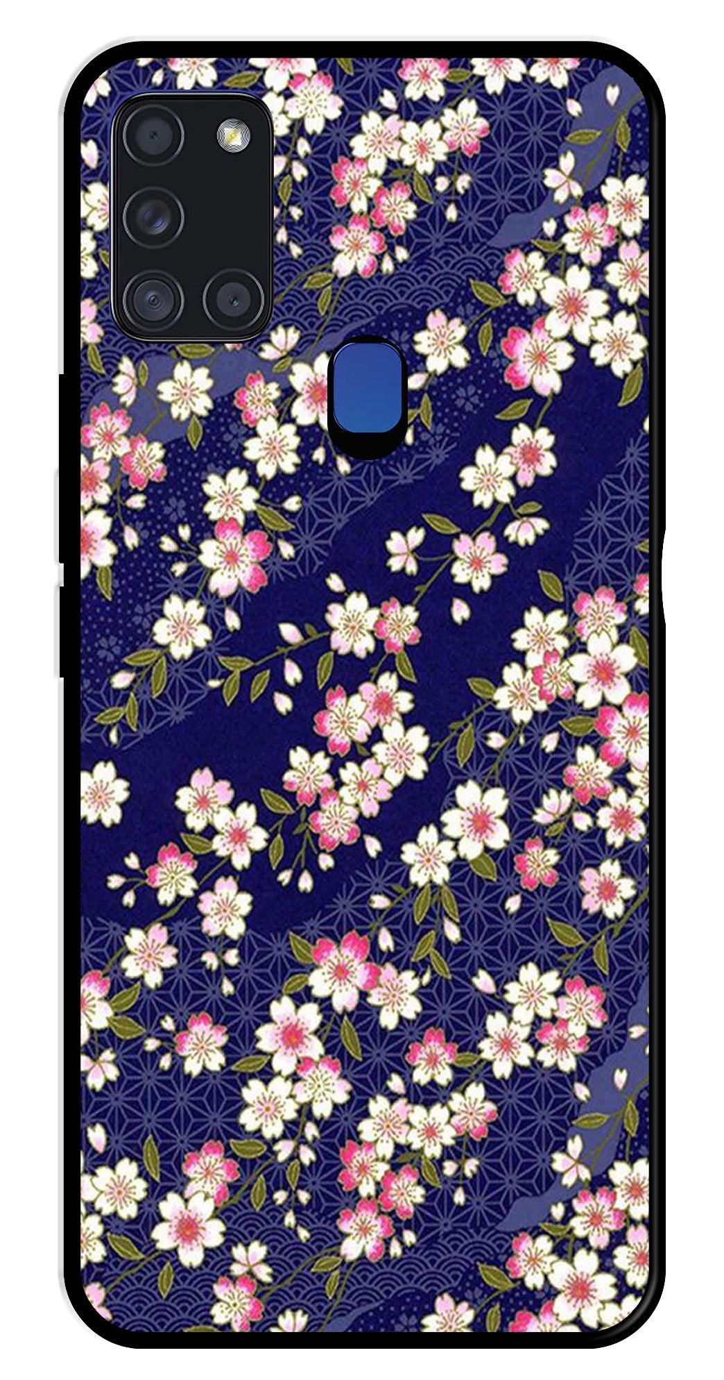 Flower Design Metal Mobile Case for Samsung Galaxy A21s Flower Design Metal Mobile Case for Samsung Galaxy A21s (Design No -25)