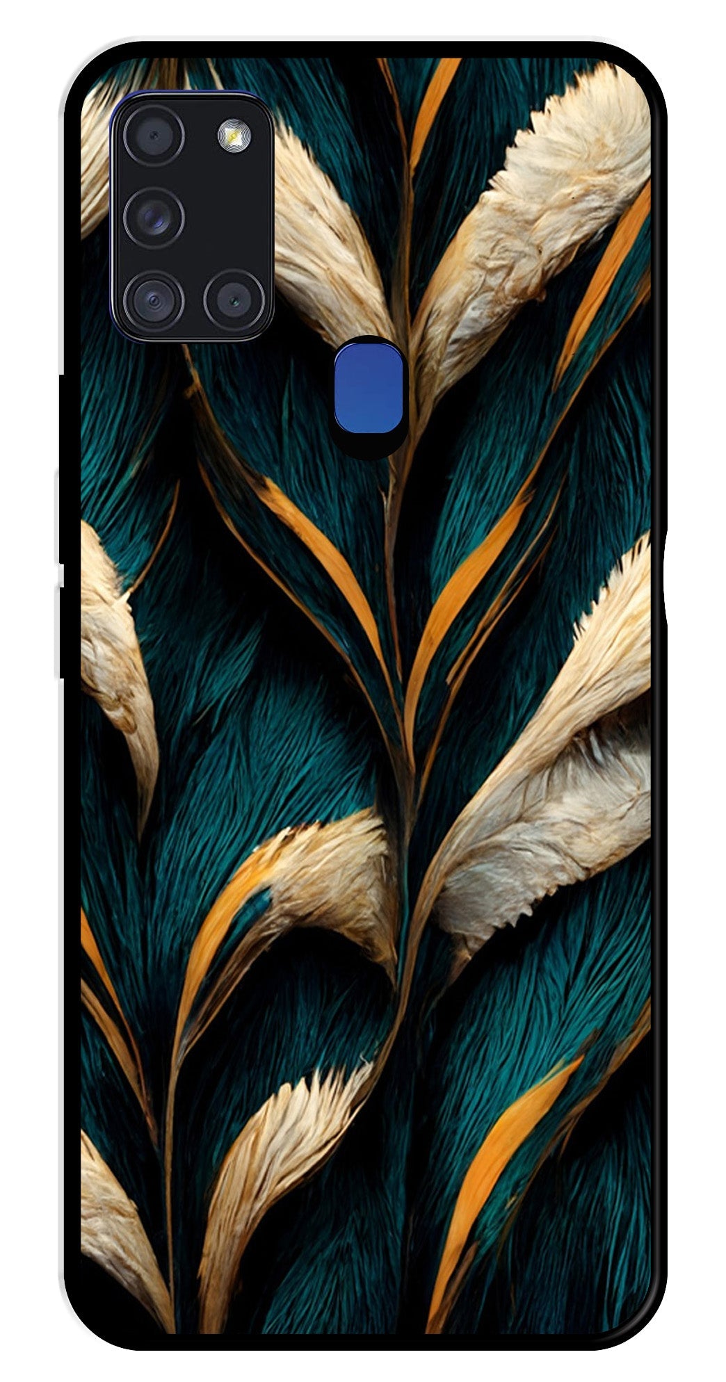 Feathers Metal Mobile Case for Samsung Galaxy A21s Feathers Metal Mobile Case for Samsung Galaxy A21s (Design No -30)