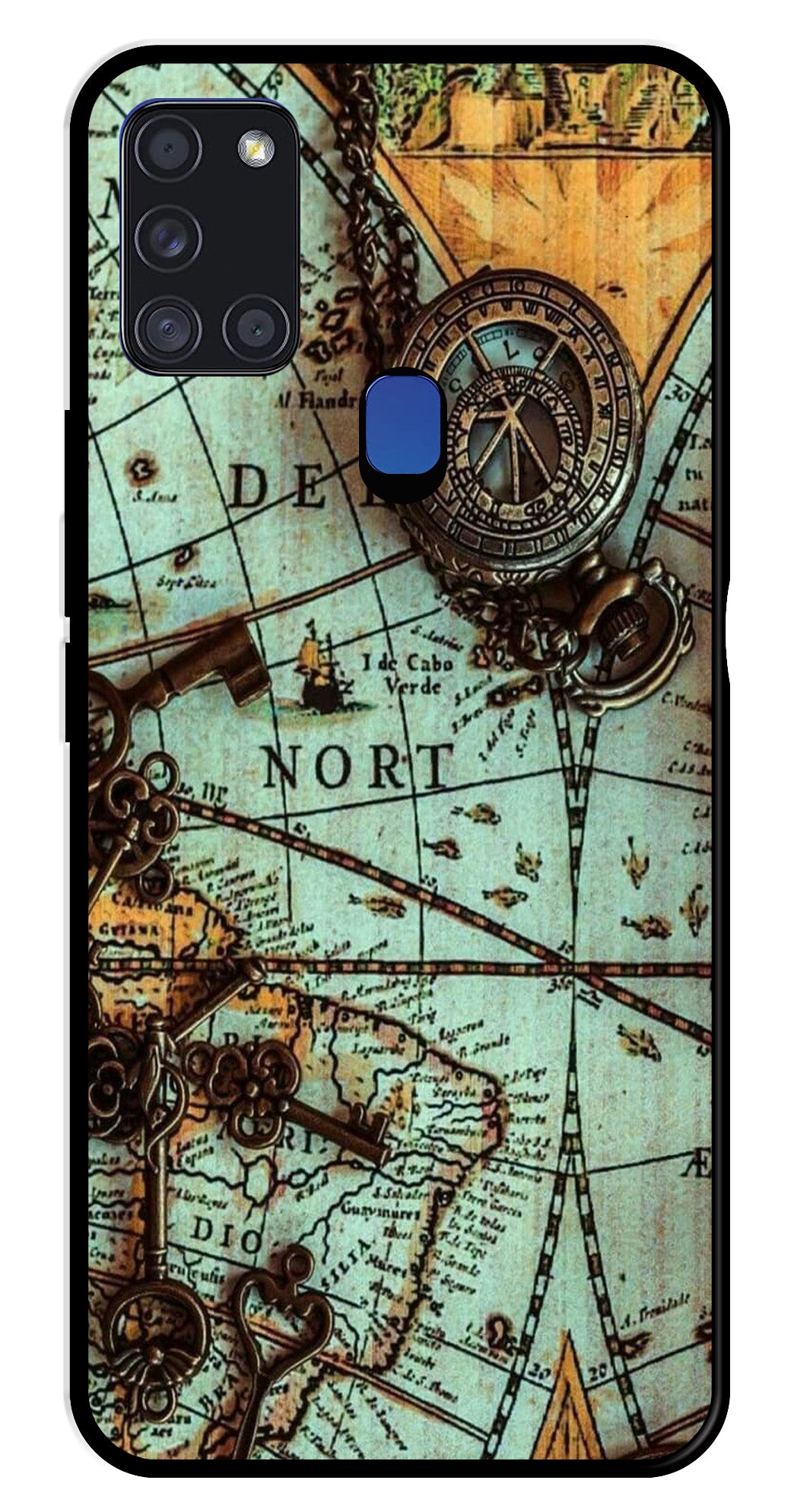 Map Design Metal Mobile Case for Samsung Galaxy A21s (Design No -54)